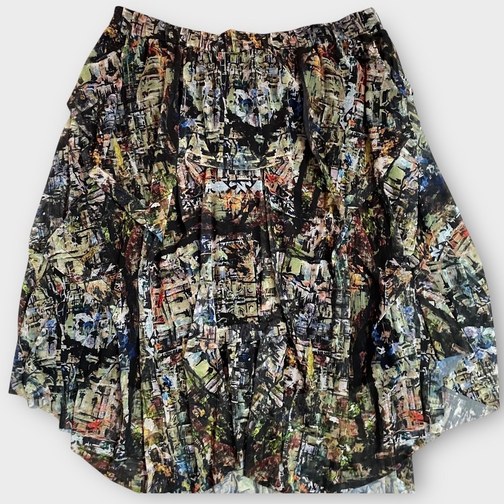 KOZAN Lagenlook Tiered Midi Skirt Women Plus Size 2X Black Multicolor Lined‎